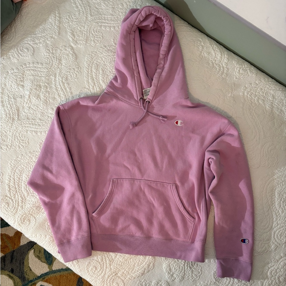 Champion Women's Pink Hoodie Vintage